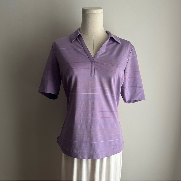 Women’s Nike Golf FitDry Polo V Neck Short Sleeve Lavender Shirt Size Medium - Picture 2 of 10